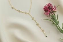 Load image into Gallery viewer, Lariat Y Necklace • Personalized Birthstone &amp; CZ Letter Jewelry