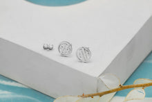 Load image into Gallery viewer, Custom Circle Monogram Earrings - Dazzling Sterling Silver Initials Studs