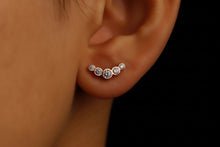 Load image into Gallery viewer, Tiny Climber Flat Back CZ Stud Earrings | 925 Sterling Silver | Five Stone Pave Design | Unique Gift for Her