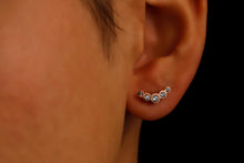 Load image into Gallery viewer, Tiny Climber Flat Back CZ Stud Earrings | 925 Sterling Silver | Five Stone Pave Design | Unique Gift for Her