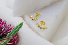 Load image into Gallery viewer, Tiny Climber Flat Back CZ Stud Earrings | 925 Sterling Silver | Five Stone Pave Design | Unique Gift for Her