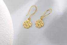Load image into Gallery viewer, Personalized Dainty Monogram Earrings | 925 Sterling Silver Minimalist Initial Dangle Earrings | Unique Gift for Her