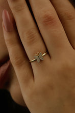 Load image into Gallery viewer, Butterfly Ring - Dainty Gold Minimalist Design with Sparkling Crystal Accents