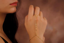 Load image into Gallery viewer, Gold &amp; Silver Hand Chain Bracelet - Elegant Finger Accessory for Dazzling Style