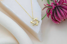 Load image into Gallery viewer, Starry Jewels 14K Gold Star of David Necklace - Pave Pendant for Hanukkah &amp; Bat Mitzvah Gifts