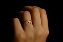Load image into Gallery viewer, Olive Luxe Olive Leaf Ring with Sparkling Pave CZ