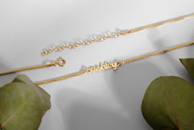 Load image into Gallery viewer, Gold Tiny Name Necklace | Dainty Personalized Jewelry with Box Chain | Unique Nameplate Gift in Silver