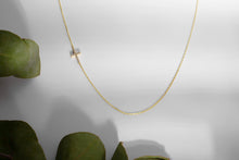 Load image into Gallery viewer, 14K Gold Sideways Cross Necklace with Sparkling CZ Diamonds