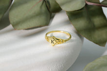 Load image into Gallery viewer, Gothic Initial Signet Ring • Customizable Dainty Pinky Jewelry