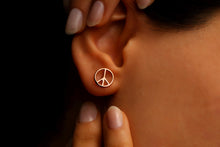 Load image into Gallery viewer, Silver &amp; Shine Peace Sign Stud Earrings - Timeless 925 Sterling Silver Design
