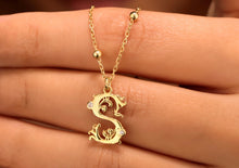 Load image into Gallery viewer, Gold Initial Necklace with CZ Stone | Unique Beaded Ball Chain Monogram Jewelry