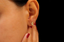 Load image into Gallery viewer, Luna Luxe Crescent Moon Studs • Dainty CZ Stone Earrings in Sterling Silver, Rose Gold, and Gold