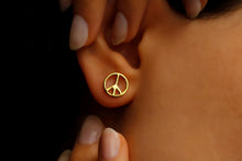 Load image into Gallery viewer, Silver &amp; Shine Peace Sign Stud Earrings - Timeless 925 Sterling Silver Design