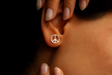 Load image into Gallery viewer, Silver &amp; Shine Peace Sign Stud Earrings - Timeless 925 Sterling Silver Design