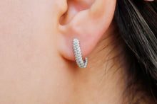 Load image into Gallery viewer, Sparkling Silver Diamond Huggie Earrings | Dainty CZ Cartilage Hoops for Your Earring Stack | Perfect Gift Idea