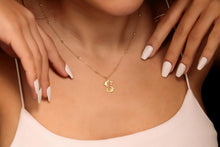 Load image into Gallery viewer, Gold Initial Necklace with CZ Stone | Unique Beaded Ball Chain Monogram Jewelry