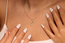 Load image into Gallery viewer, Gold Initial Necklace with CZ Stone | Unique Beaded Ball Chain Monogram Jewelry