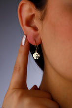 Load image into Gallery viewer, Personalized Dainty Monogram Earrings | 925 Sterling Silver Minimalist Initial Dangle Earrings | Unique Gift for Her