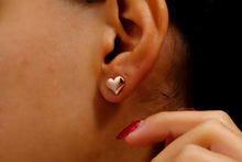 Load image into Gallery viewer, SilverGoldandRose Puff Heart Charm Stud Earrings - Romantic Minimalist Jewelry for Anniversaries