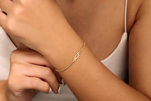Load image into Gallery viewer, Heartfelt Creations 14K Gold Intertwined Initials Bracelet - Customizable Couple Jewelry with Interlocking Letters