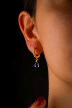 Load image into Gallery viewer, Sapphire &amp; Diamond Hoop Earrings