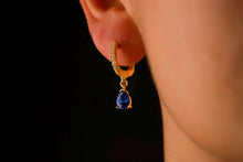 Load image into Gallery viewer, Sapphire &amp; Diamond Hoop Earrings