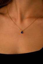 Load image into Gallery viewer, 14K Gold Sapphire Jewelry Set - Elegant Sterling Silver Drop Earrings &amp; Necklace for Timeless Style
