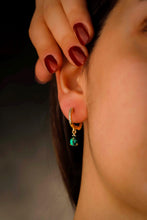 Load image into Gallery viewer, Emerald Elegance: Dainty Sterling Silver Earrings &amp; Necklace Set for a Dazzling Look