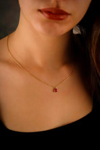 Load image into Gallery viewer, Radiant Ruby &amp; 14K Gold Jewelry Set - Elegant Sterling Silver Drop Earrings &amp; Necklace