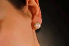 Load image into Gallery viewer, Elegant Sparkle Pave Earrings - Stunning Silver Pearl &amp; Cubic Zirconia Studs