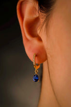 Load image into Gallery viewer, Sapphire &amp; Diamond Hoop Earrings