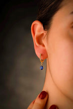 Load image into Gallery viewer, Sapphire &amp; Diamond Hoop Earrings