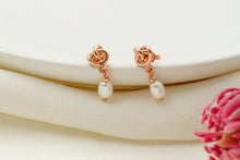 Load image into Gallery viewer, Elysian Designs Pearl Drop Dangle Earrings - Elegant Celtic Knot for Bridesmaids &amp; Moms
