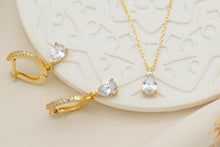 Load image into Gallery viewer, Diamond Dangle Earrings &amp; Necklace Set - Sterling Silver Bridal Jewelry