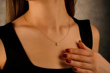 Load image into Gallery viewer, Dainty Diamond Teardrop Necklace in 925 Sterling Silver