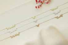 Load image into Gallery viewer, Gold Charm Co. Personalized Gold Heart Necklace with Two Names – Dainty Gift for Her in Gold, Rose &amp; Silver