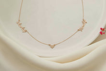 Load image into Gallery viewer, Gold Charm Co. Personalized Gold Heart Necklace with Two Names – Dainty Gift for Her in Gold, Rose &amp; Silver