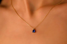 Load image into Gallery viewer, 14K Gold Sapphire Jewelry Set - Elegant Sterling Silver Drop Earrings &amp; Necklace for Timeless Style