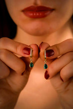 Load image into Gallery viewer, Emerald Elegance: Dainty Sterling Silver Earrings &amp; Necklace Set for a Dazzling Look
