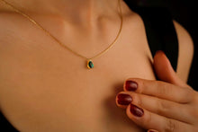 Load image into Gallery viewer, Emerald Elegance: Dainty Sterling Silver Earrings &amp; Necklace Set for a Dazzling Look