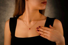 Load image into Gallery viewer, Radiant Ruby &amp; 14K Gold Jewelry Set - Elegant Sterling Silver Drop Earrings &amp; Necklace