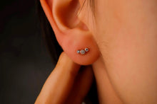 Load image into Gallery viewer, Sparkling Sterling Silver CZ Climber Earrings - Elegant Threadless Handmade Design