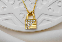 Load image into Gallery viewer, Personalized Initial Padlock Necklace | Stunning CZ Diamond &amp; Sterling Silver Elegance