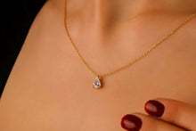 Load image into Gallery viewer, Dainty Diamond Teardrop Necklace in 925 Sterling Silver