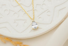 Load image into Gallery viewer, Dainty Diamond Teardrop Necklace in 925 Sterling Silver