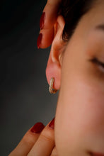 Load image into Gallery viewer, Sparkling Silver Diamond Huggie Earrings | Dainty CZ Cartilage Hoops for Your Earring Stack | Perfect Gift Idea