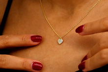 Load image into Gallery viewer, 14K Gold Heart Necklace with Pave Diamonds | Forever Love Jewelry in Gold, Silver &amp; Rose | Dainty Everyday Elegance