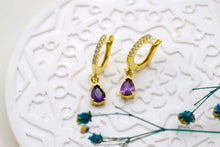 Load image into Gallery viewer, Amethyst Elegance: 14K Gold &amp; Sterling Silver Jewelry Set with Stunning Drop Earrings &amp; Necklace