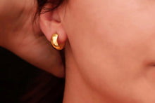 Load image into Gallery viewer, Gold &amp; Glam 18K Gold Chunky Hoop Earrings - Bold Dome Design with 925 Sterling Silver Base
