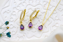 Load image into Gallery viewer, Amethyst Elegance: 14K Gold &amp; Sterling Silver Jewelry Set with Stunning Drop Earrings &amp; Necklace